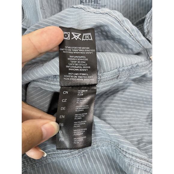 Kuhl Short Sleeve Button Up Shirt Mens Tapered Fit Blue Striped 2XL XXL - Picture 5 of 7